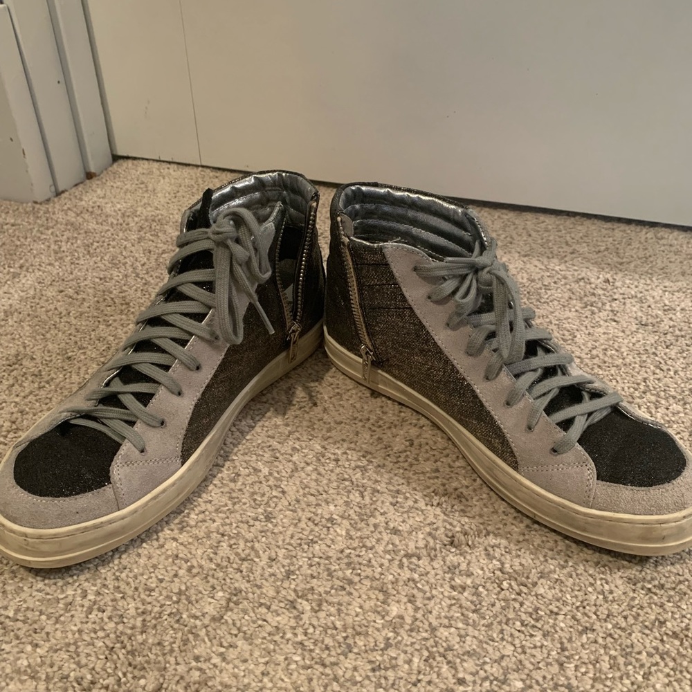P448 Gray and Black High-Top Sneakers